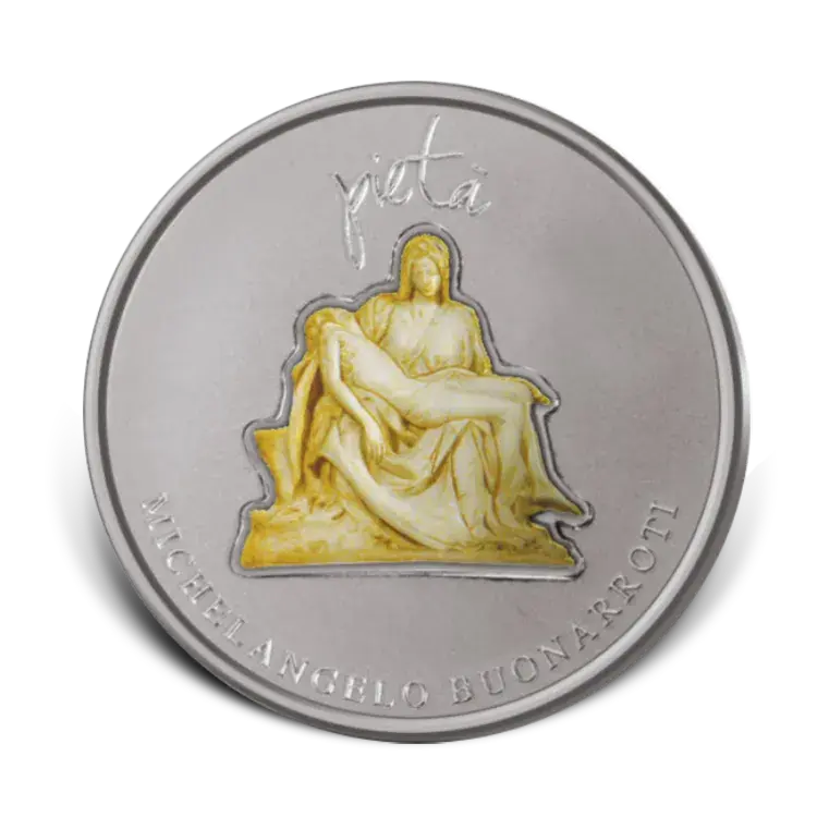 1 troy ounce zilveren munt Devine Sculptures Michelangelo Pieta 2013 voorkant