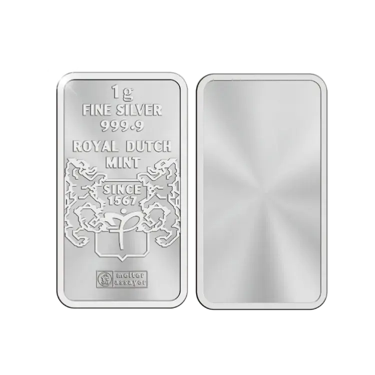 100 x 1 gram zilveren Combibar Royal Dutch Mint perspectief 1