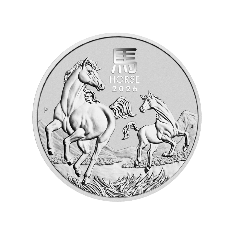 1 troy ounce zilveren Lunar III - Year of the Horse 2026 achterkant