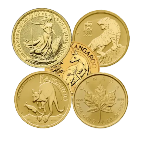 1/2 troy ounce gouden munt diverse producenten voorkant