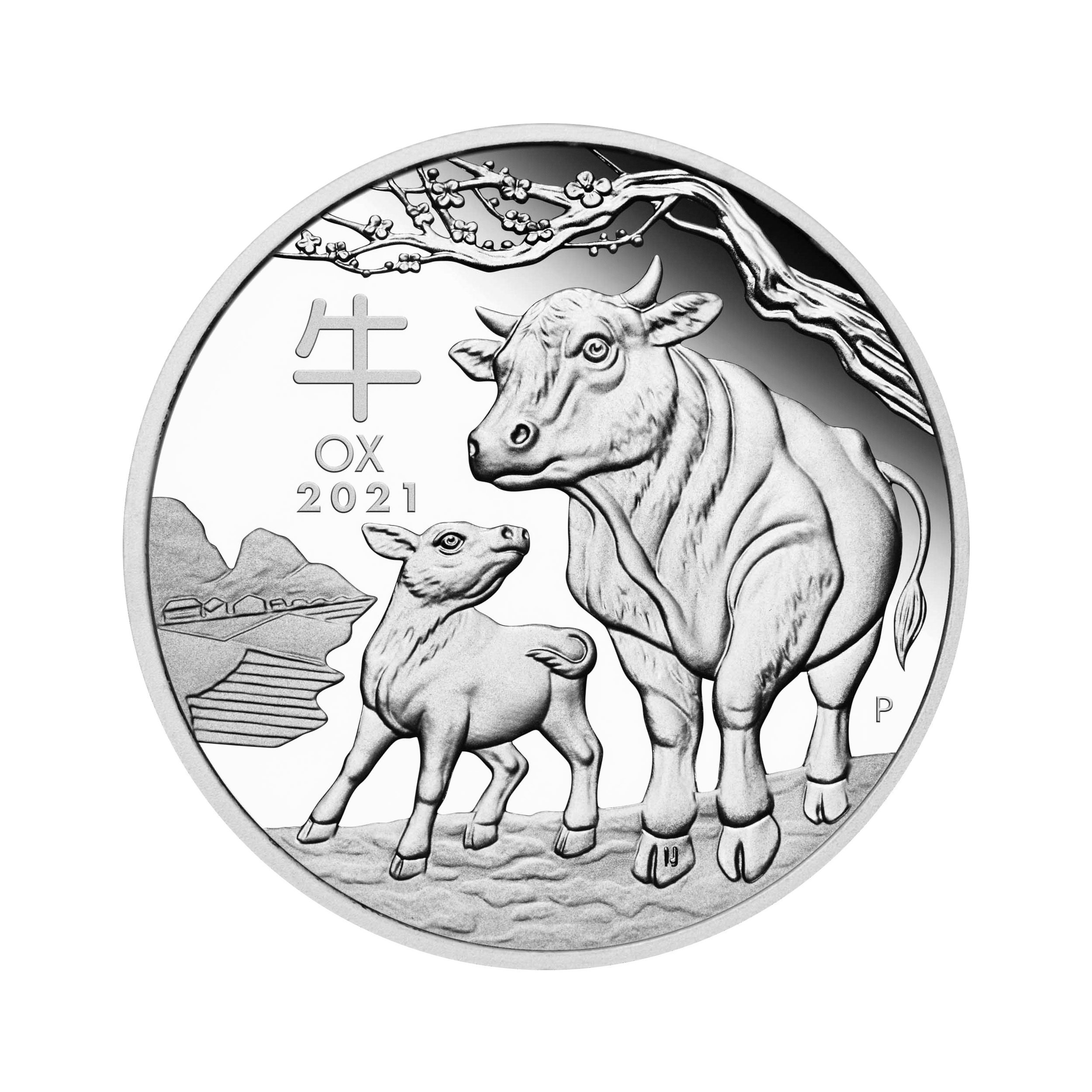 1 troy ounce zilveren Lunar munt 2021 Year of the Ox Proof voorkant