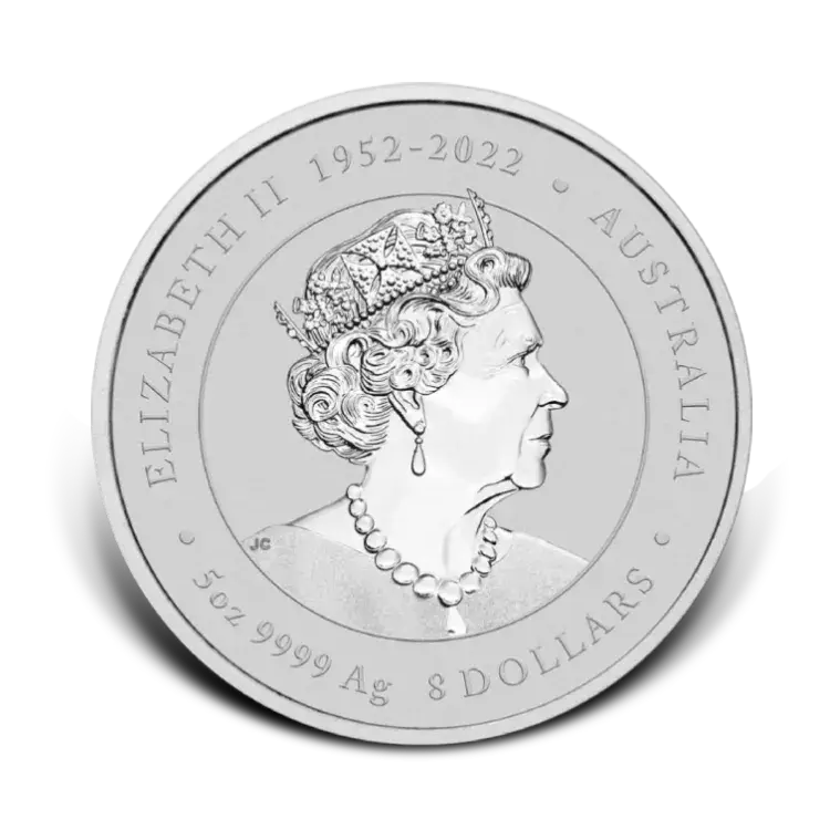 5 troy ounce zilveren munt Lunar Year of the Dragon 2024 achterkant