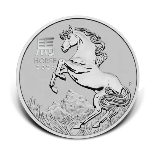 1 troy ounce platina Lunar III Year of the Horse 2026 voorkant