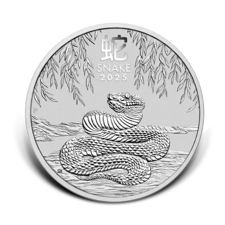 5 troy ounce zilveren munt Lunar Year of the Snake 2025 voorkant