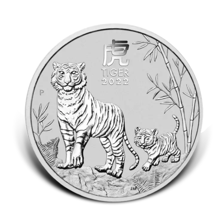 1 kilo zilveren Lunar munt Year of the Tiger 2022 voorkant