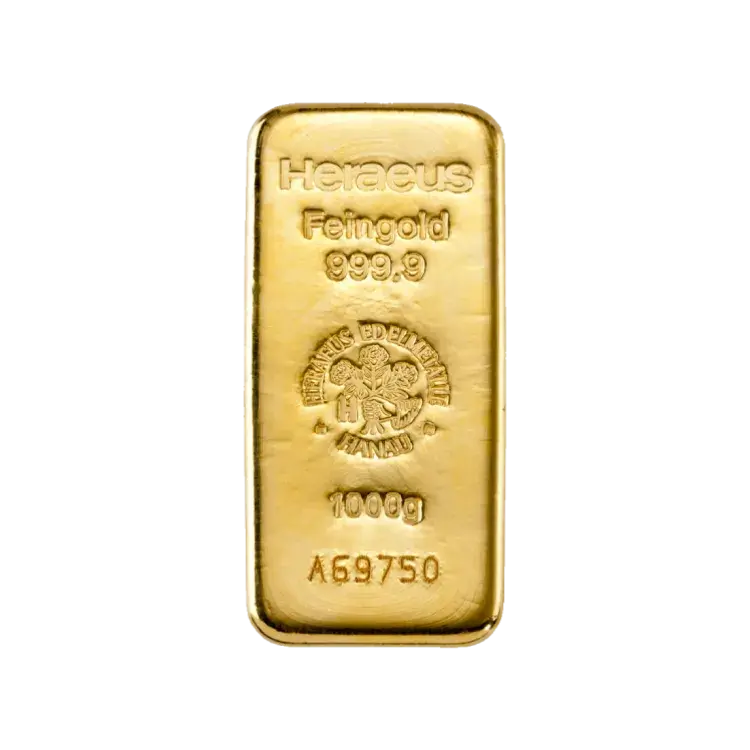 1 kilo goudbaar Heraeus voorkant