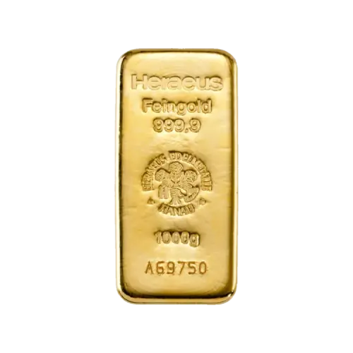 1 kilo goudbaar Heraeus voorkant