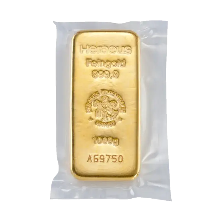 1 kilo goudbaar Heraeus achterkant