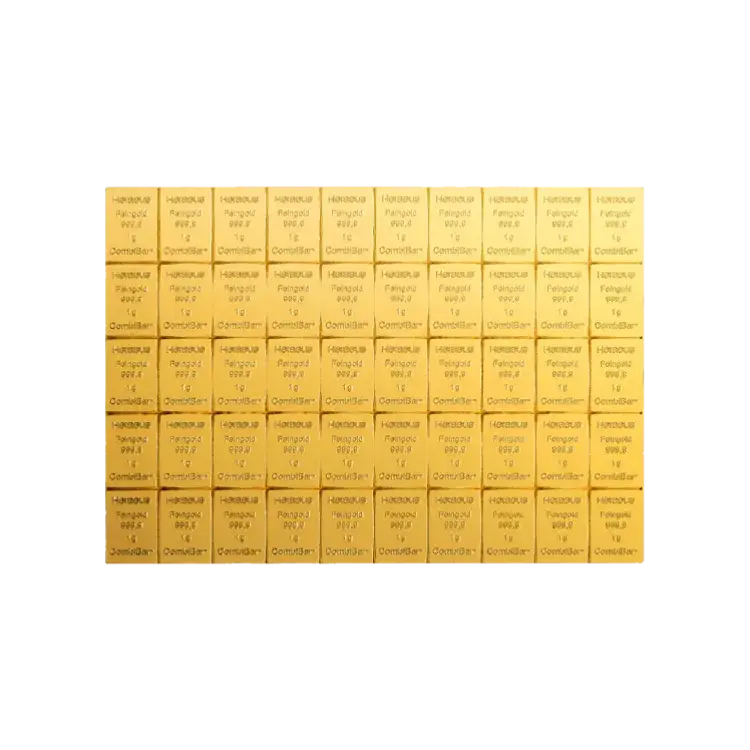 50x 1 gram gouden Heraeus Combibar perspectief 2