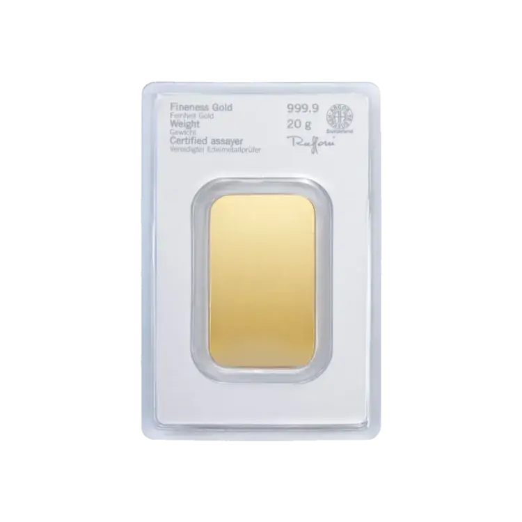 20 gram goudbaar Heraeus achterkant