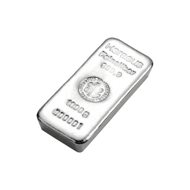 1 kilogram zilverbaar Heraeus achterkant