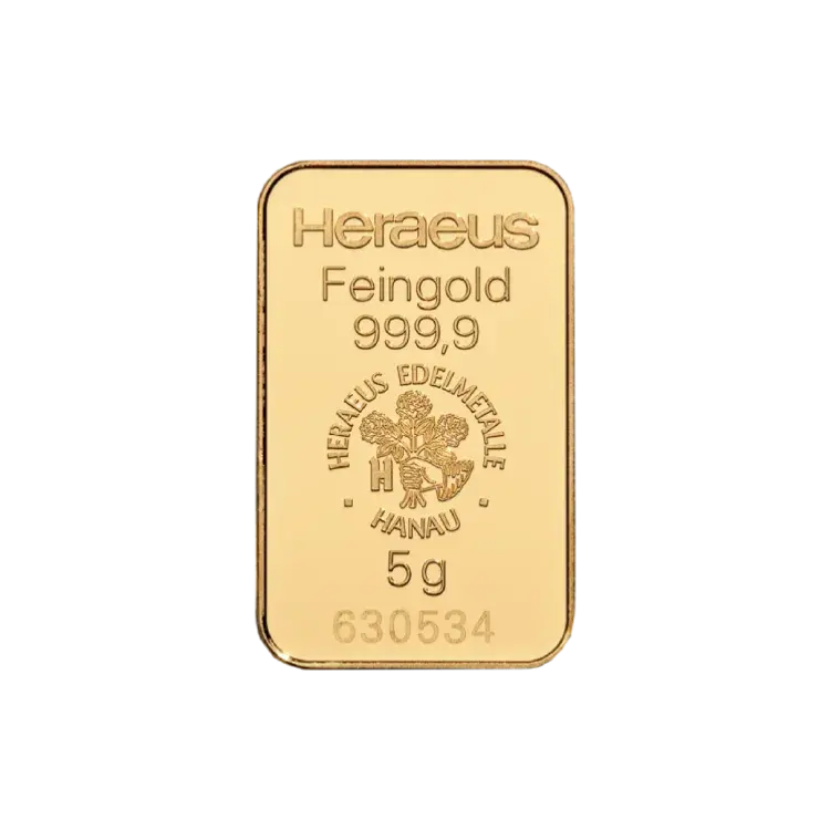 5 gram goudbaar Heraeus perspectief 1