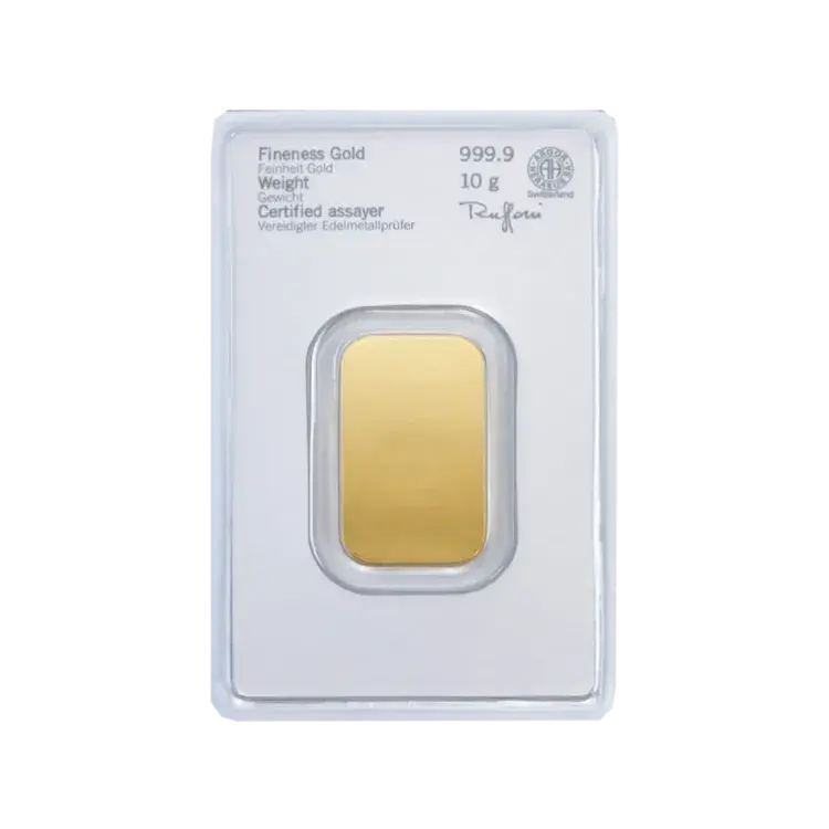 10 gram goudbaar Heraeus achterkant