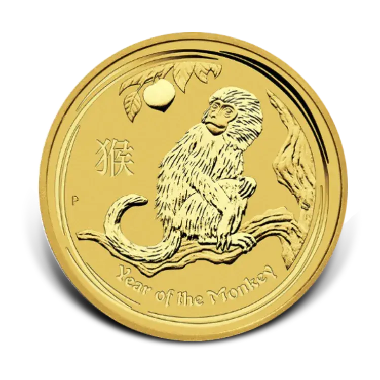 1/4 troy ounce gouden Lunar munt Year of the Monkey 2016 voorkant