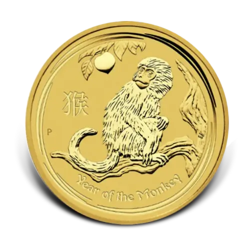 1/4 troy ounce gouden Lunar munt Year of the Monkey 2016 voorkant