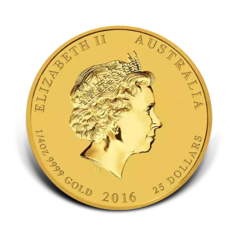 1/4 troy ounce gouden Lunar munt Year of the Monkey 2016 achterkant