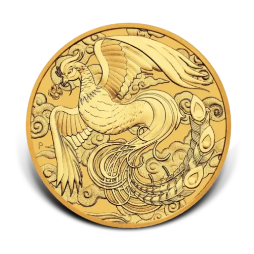 1 troy ounce gouden Chinese Myths and Legends Phoenix munt 2023 voorkant