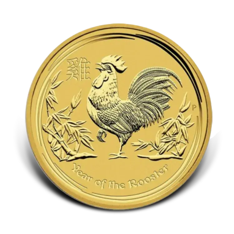 1 troy ounce gouden Lunar II Year of the Rooster 2017 voorkant