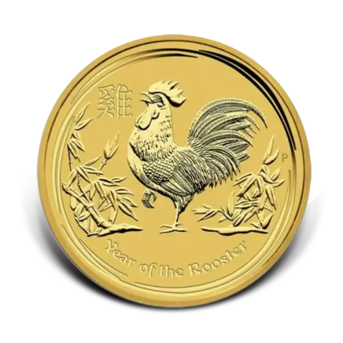 1 troy ounce gouden Lunar II Year of the Rooster 2017 voorkant