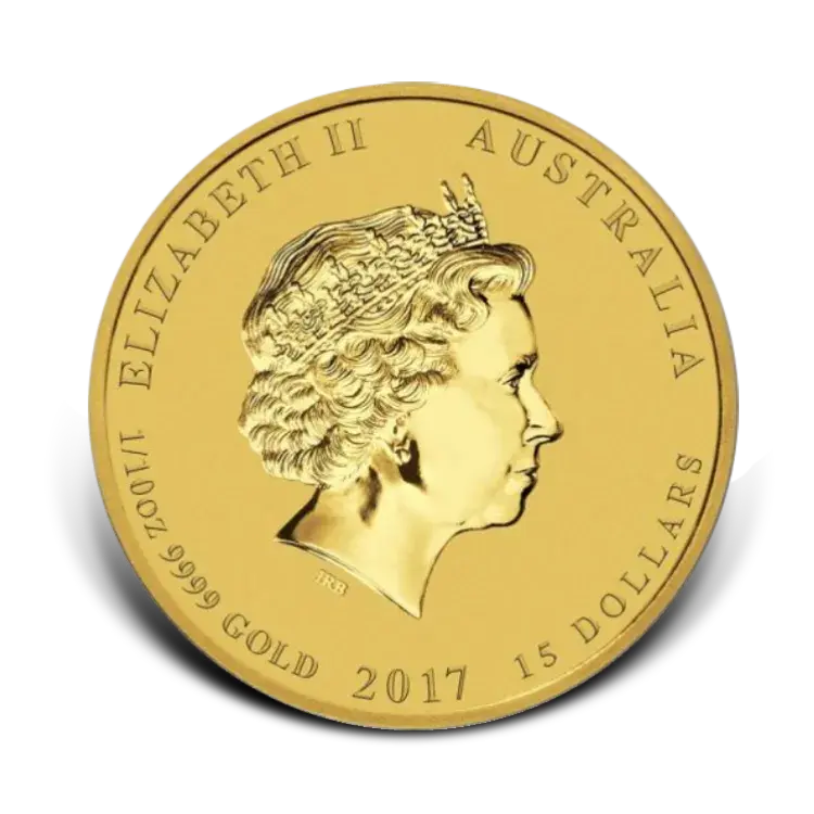 1/10 troy ounce gouden Lunar munt Year of the Rooster 2017 achterkant