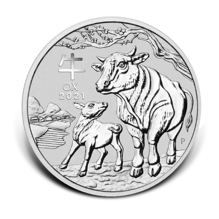 1 troy ounce zilveren Lunar munt Year of the Ox 2021 voorkant