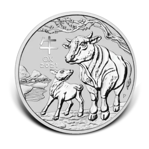 1 troy ounce zilveren Lunar munt Year of the Ox 2021 voorkant