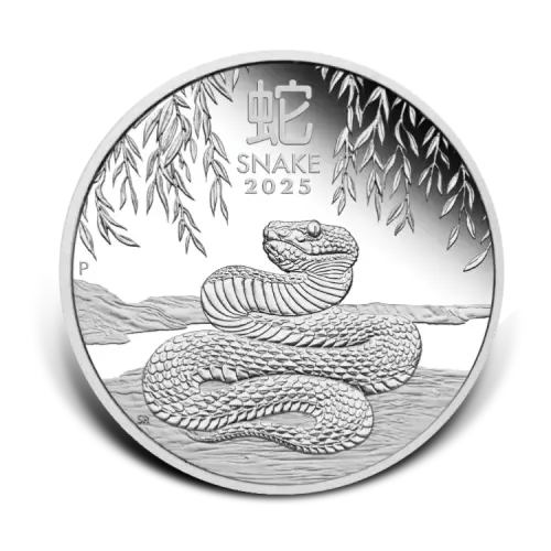 1 troy ounce zilveren Lunar III Year of the Snake 2025 voorkant