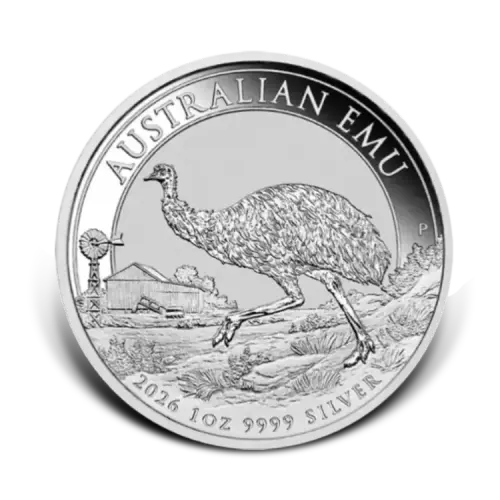 1 troy ounce zilveren Australian Emu munt 2026 voorkant