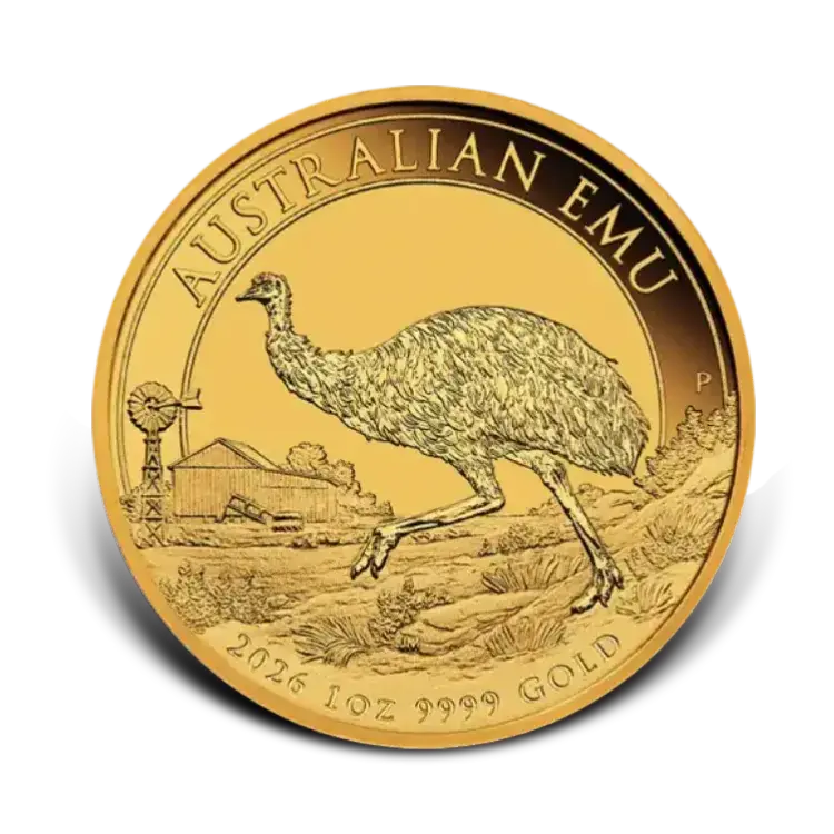 1 troy ounce gouden Australian Emu munt 2026 voorkant
