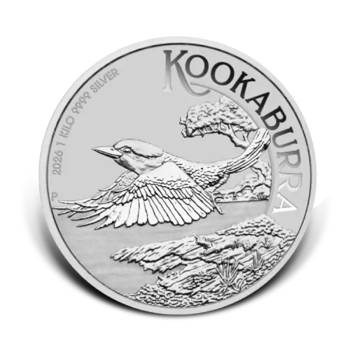 1 kilo zilveren Kookaburra munt 2026 voorkant