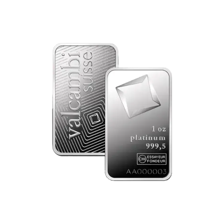 1 troy ounce Valcambi platinabaar perspectief 1
