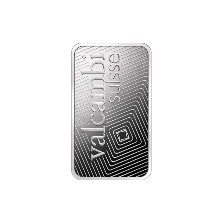 1 troy ounce Valcambi platinabaar perspectief 3