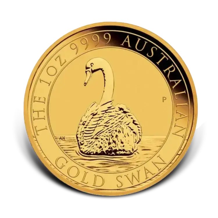 1 troy ounce gouden Australian Swan munt 2023 voorkant
