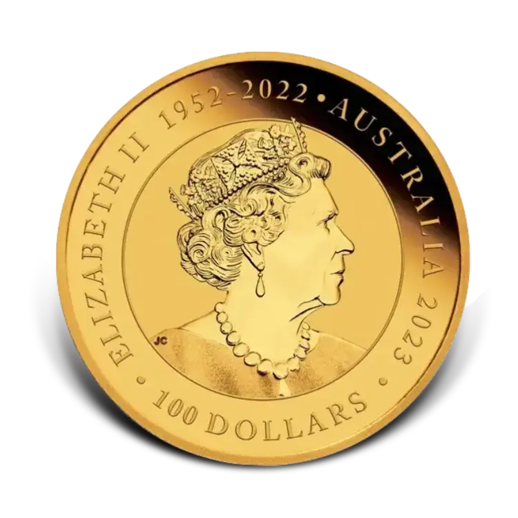 1 troy ounce gouden Australian Swan munt 2023 achterkant