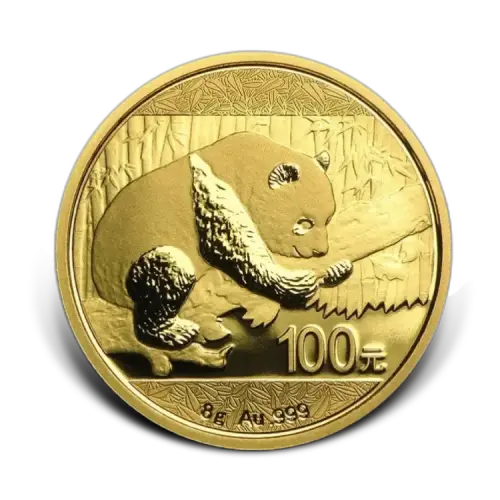 8 gram goud Panda munt 2016 voorkant