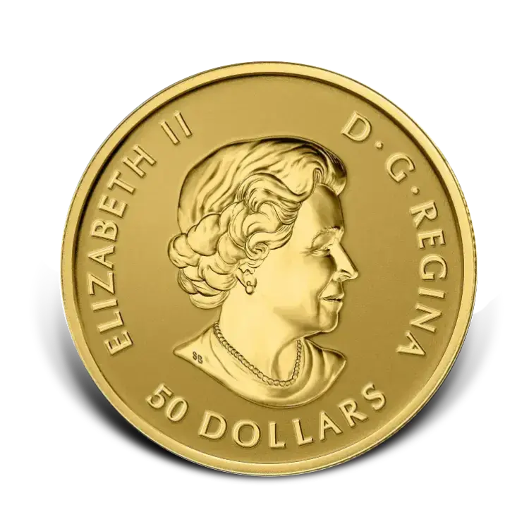 1 troy ounce gold Maple Leaf coin 2015 Reverse Proof back