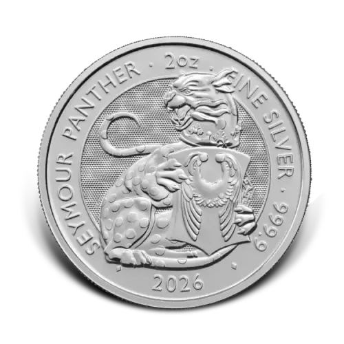 2 troy ounce zilveren Tudor Beasts Seymour Panther munt 2026 voorkant