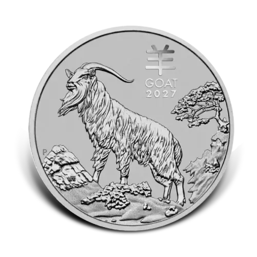 1 troy ounce platina Lunar III Year of the Goat 2027 voorkant