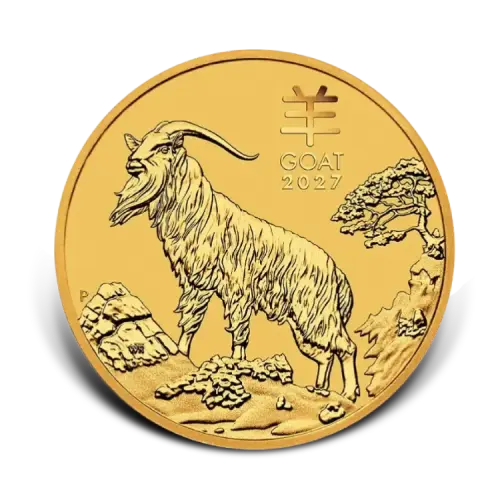 1/2 troy ounce gouden Lunar III munt - Year of the Goat 2027 voorkant