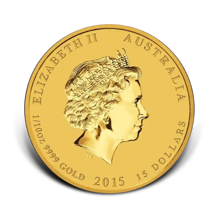 1/10 troy ounce gouden Lunar munt Year of the Goat 2015 achterkant