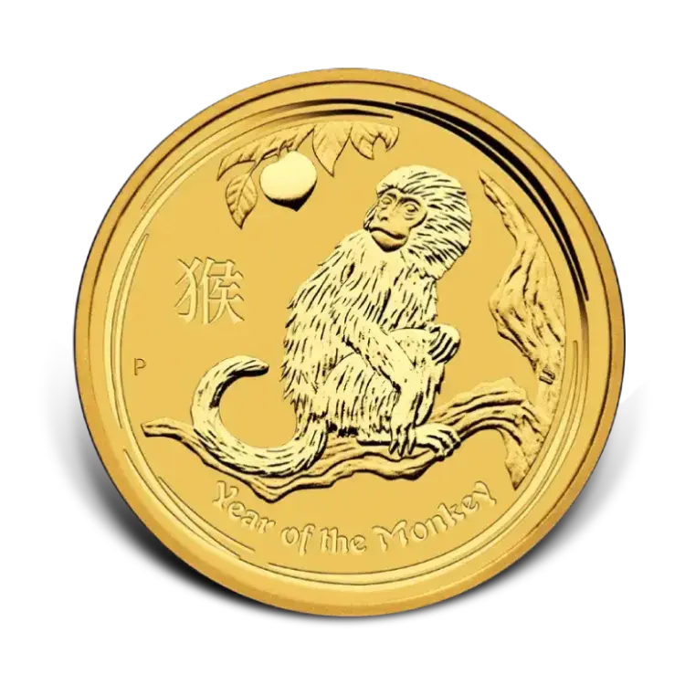 1/10 troy ounce gouden Lunar munt Year of the Monkey 2016 voorkant