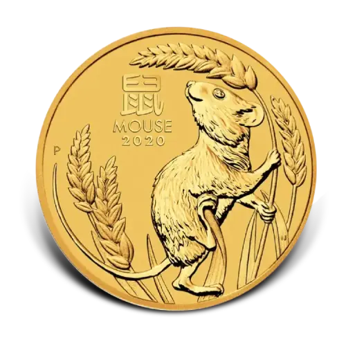 1 troy ounce gouden Lunar munt Year of the Mouse 2020 voorkant