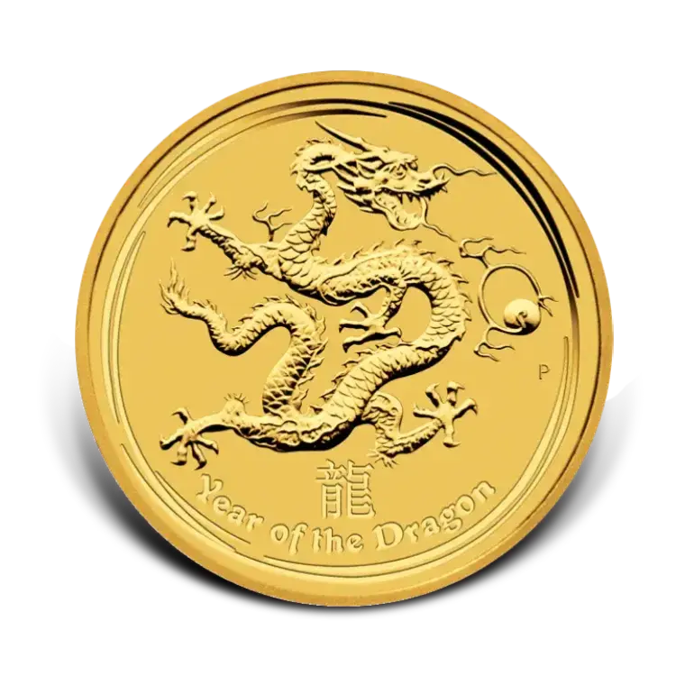 1 troy ounce gouden Lunar II Year of the Dragon 2012 voorkant