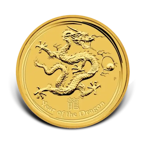 1/4 troy ounce gouden Lunar munt Year of the Dragon 2012 voorkant