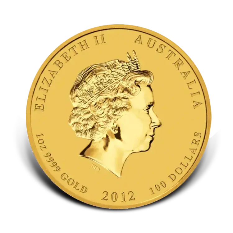 1 troy ounce gouden Lunar II Year of the Dragon 2012 achterkant