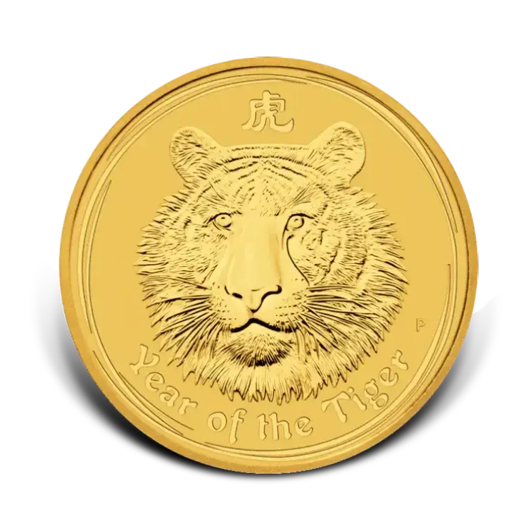1/2 troy ounce Lunar gouden munt Year of the Tiger 2010 voorkant