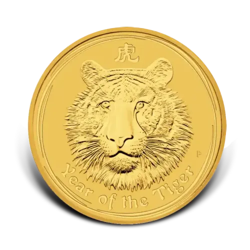 1/2 troy ounce Lunar gouden munt Year of the Tiger 2010 voorkant