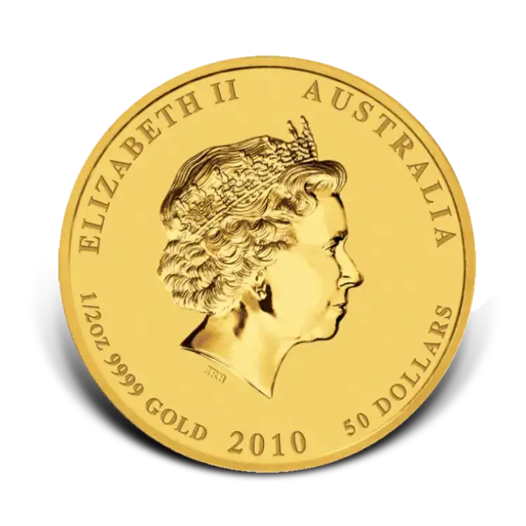 1/2 troy ounce Lunar gouden munt Year of the Tiger 2010 achterkant