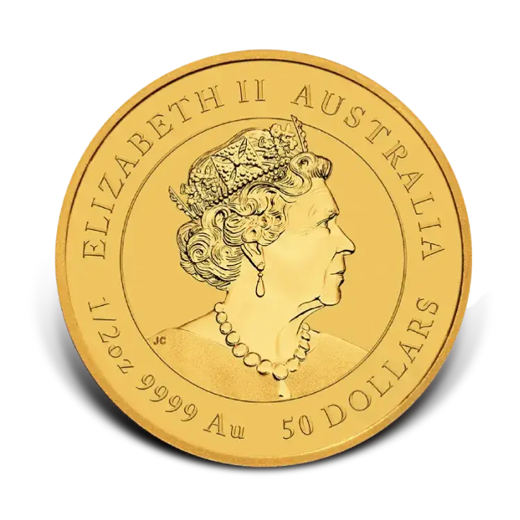 1/2 troy ounce gouden Lunar munt Year of the Ox 2021 achterkant