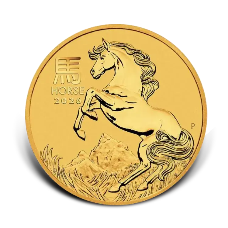 1/10 troy ounce gouden Lunar III - Year of the Horse 2026 voorkant
